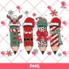 Teacher Pencil Christmas Coquette PNG, Xmas Teacher PNG