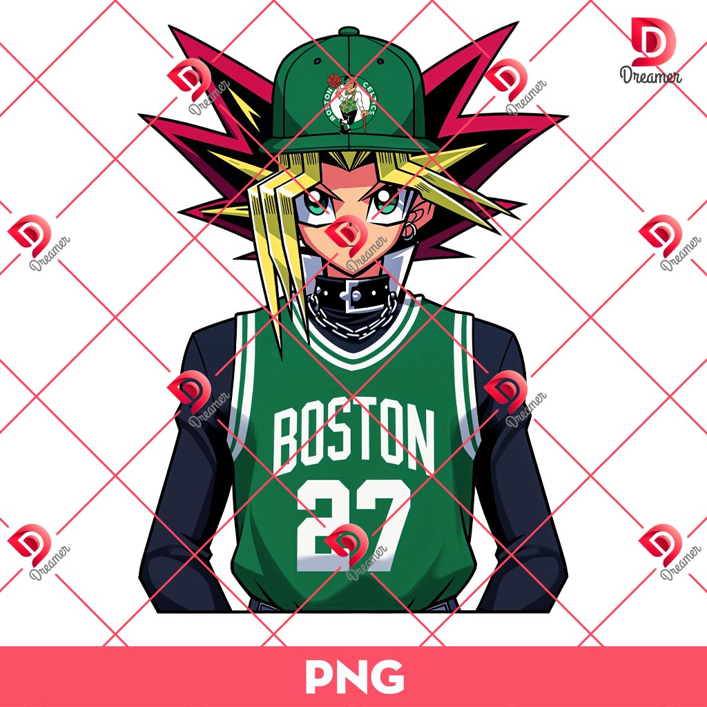 Yugi Oh Boston Celtics Basketball PNG, NBA Sport Yugi PNG