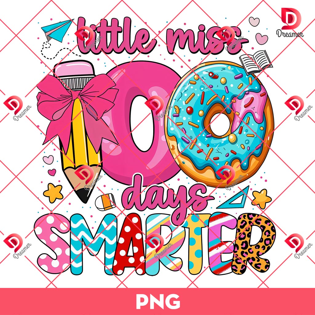 100 Days Of School PNG, Little Miss 100 Days Smarter PNG, 100 Days Teacher PNG