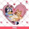 Bandit Heeler And Bingo Heart PNG, Bluey Cartoon Valentine PNG, Love Family Bluey Movie PNG