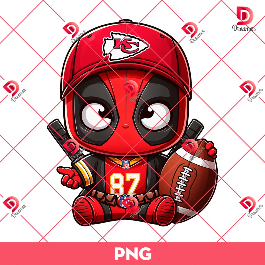 Baby Deadpool Kansas City Chiefs PNG, Deadpool NFL Football KC Chiefs PNG
