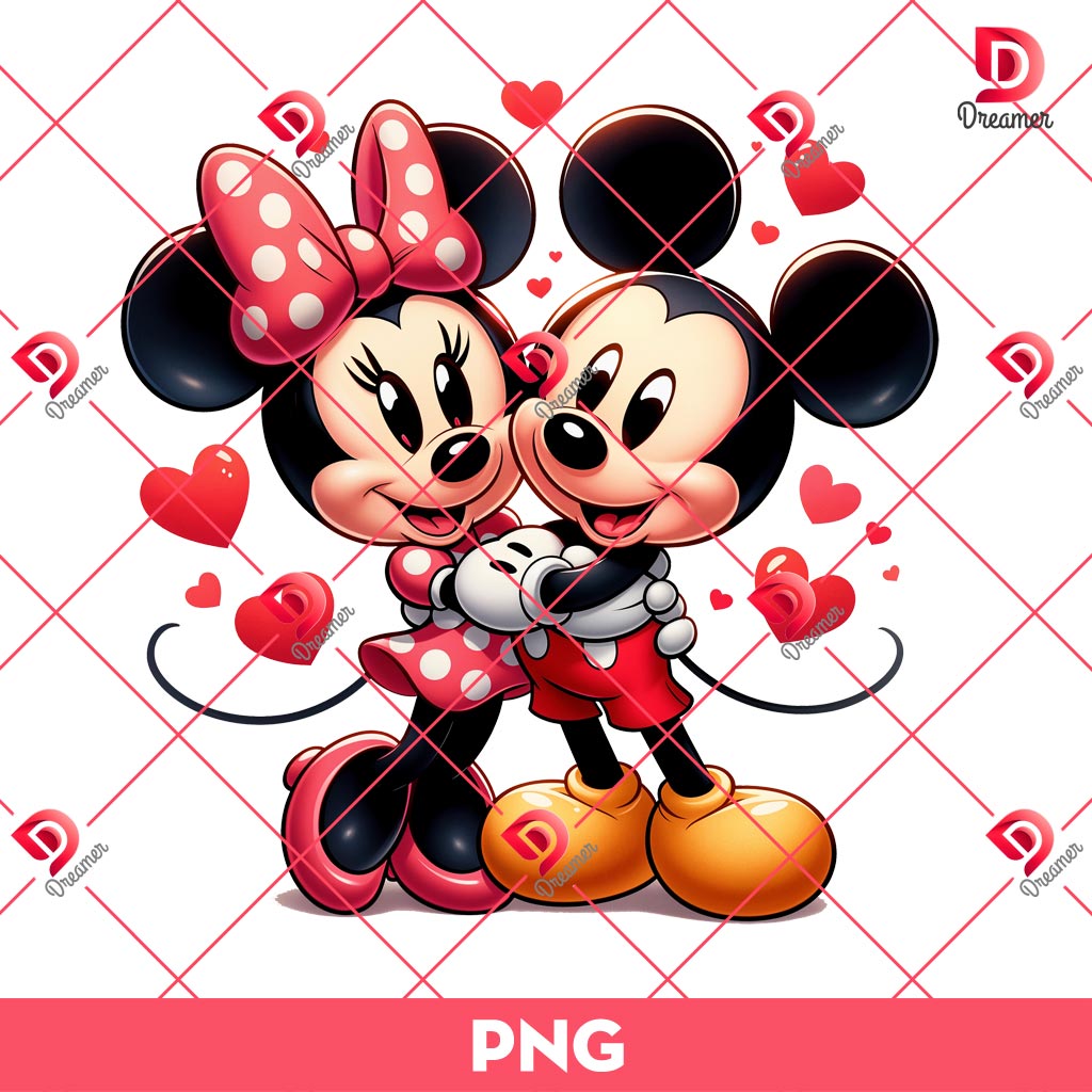 Baby Mickey Minnie Mouse Valentine PNG, Cute Valentines Day Disney Friends PNG