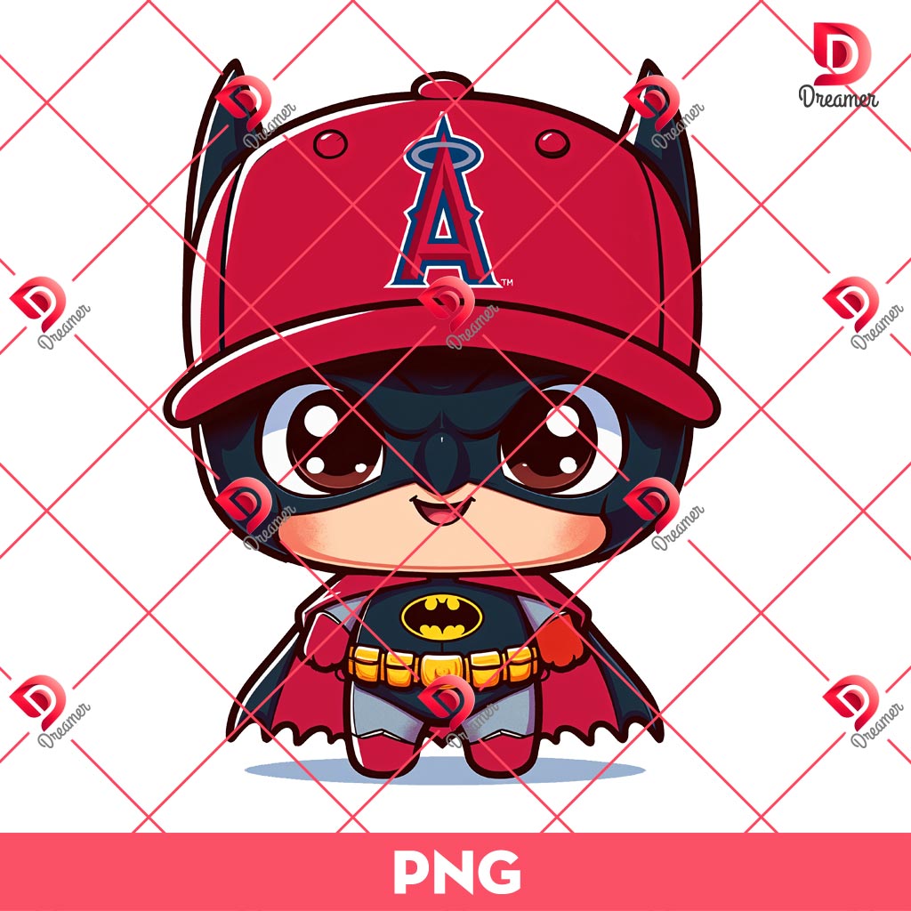 Batman Los Angeles Angels PNG, Cute Batman MLB Baseball Angels PNG