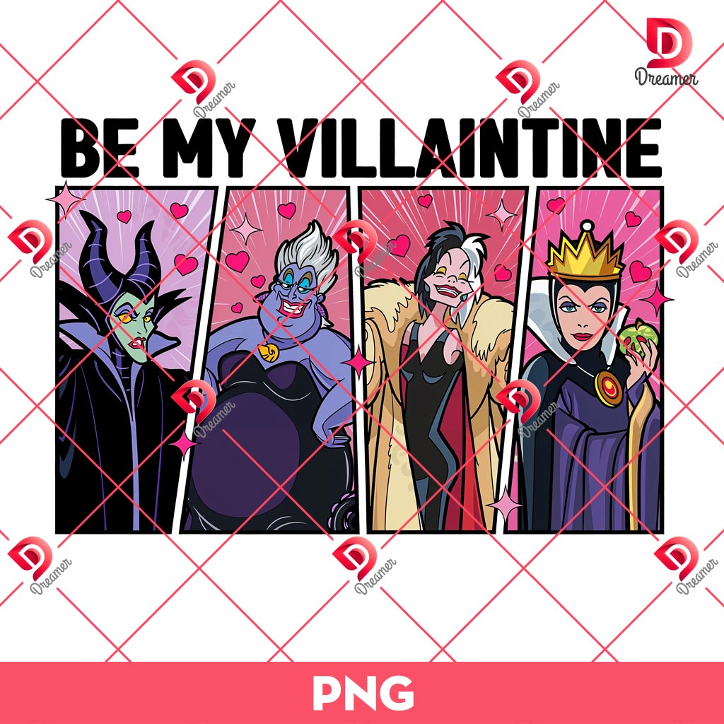 Be My Villaintine PNG, Valentine Cartoon Villain PNG, Valentines Day Cartoon PNG