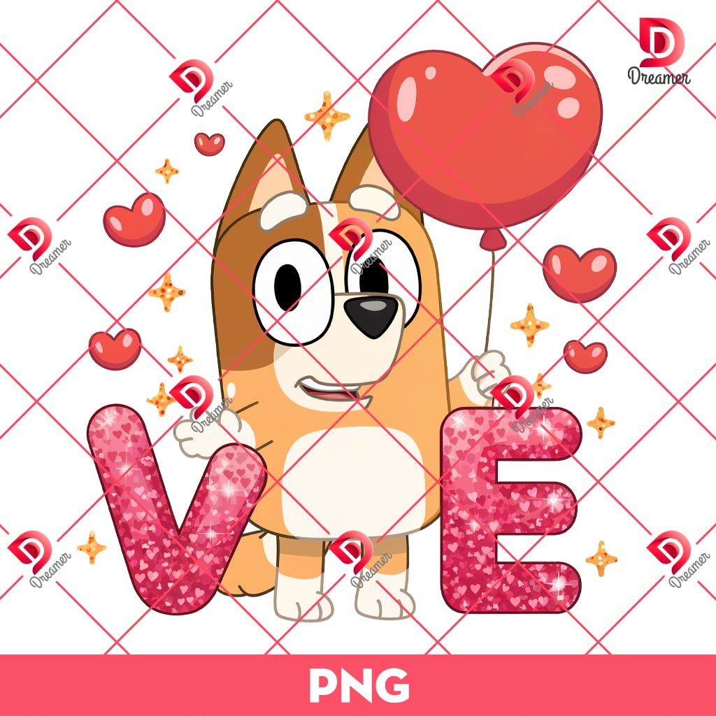 Bingo Valentine PNG, Bluey Valentine PNG, Bingo Bluey Cartoon Love PNG