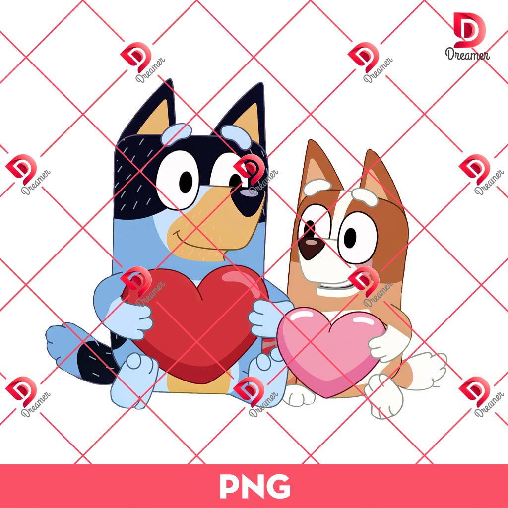 Bluey And Bingo Heart PNG, Bluey Movie Characters Valentine PNG