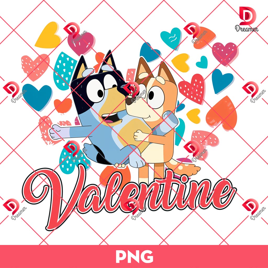Bluey Dog XOXO Valentine PNG, Bluey and Bingo Valentines Day PNG