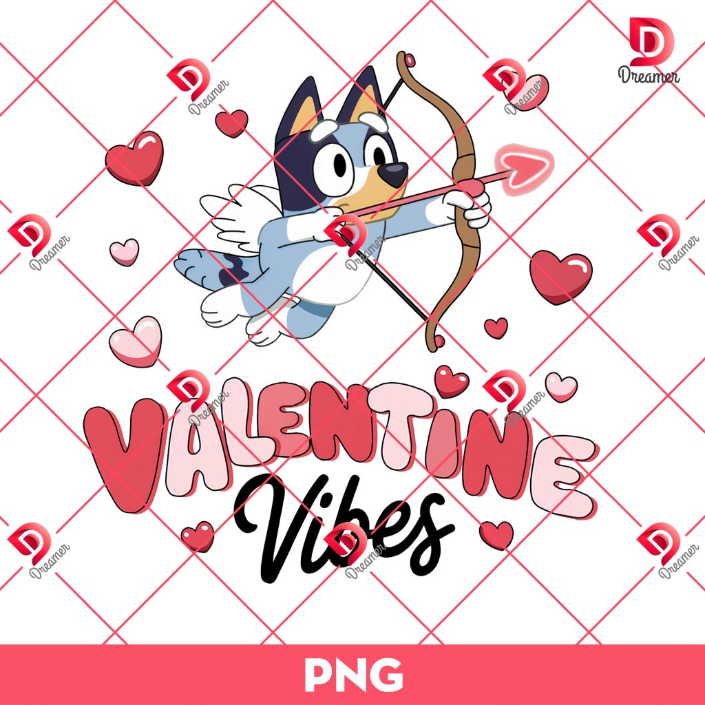 Bluey Valentine Vibes PNG, Bluey Cupid Angel PNG