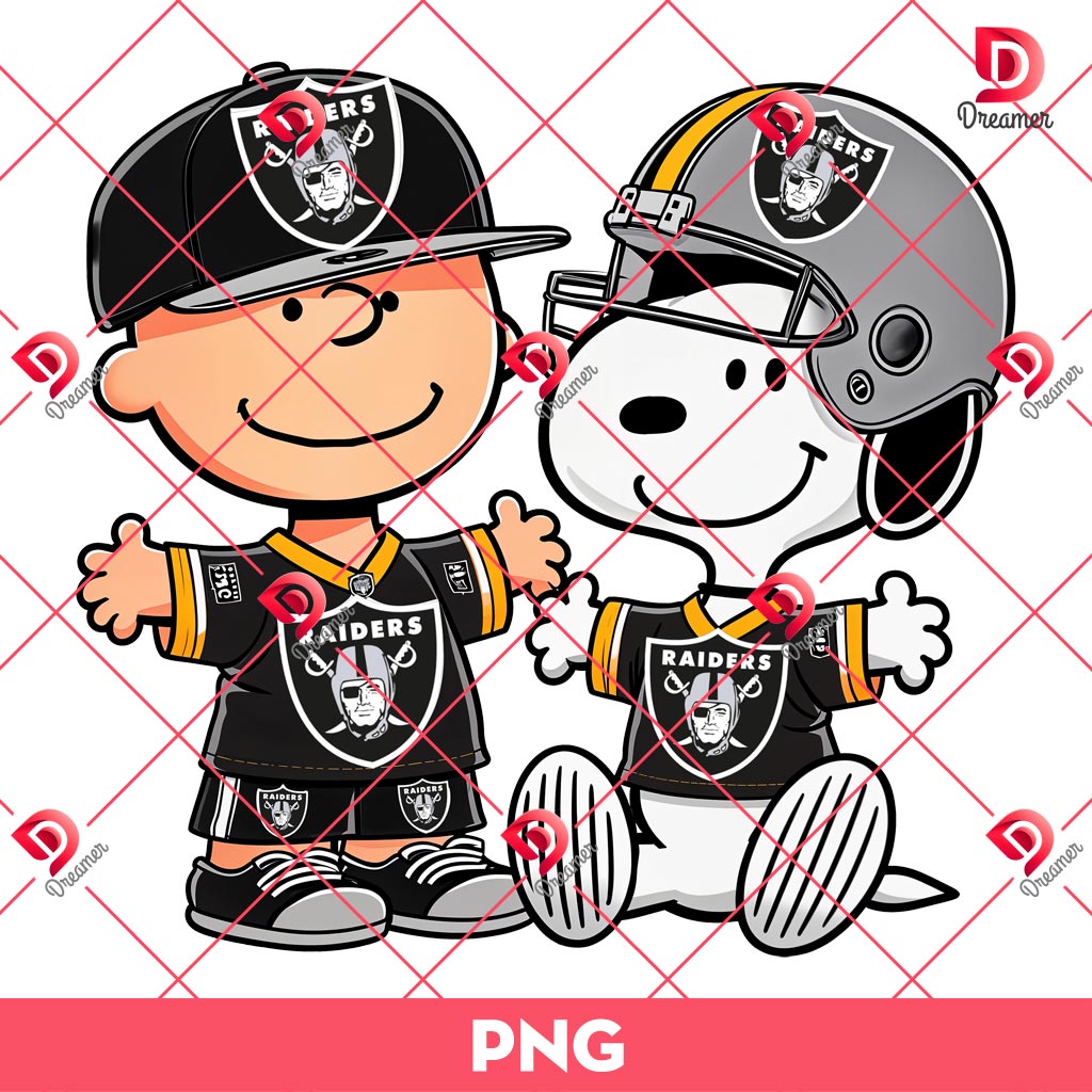 Charlie Brown And Snoopy Las Vegas Raiders PNG, Peanuts NFL Football Raiders PNG