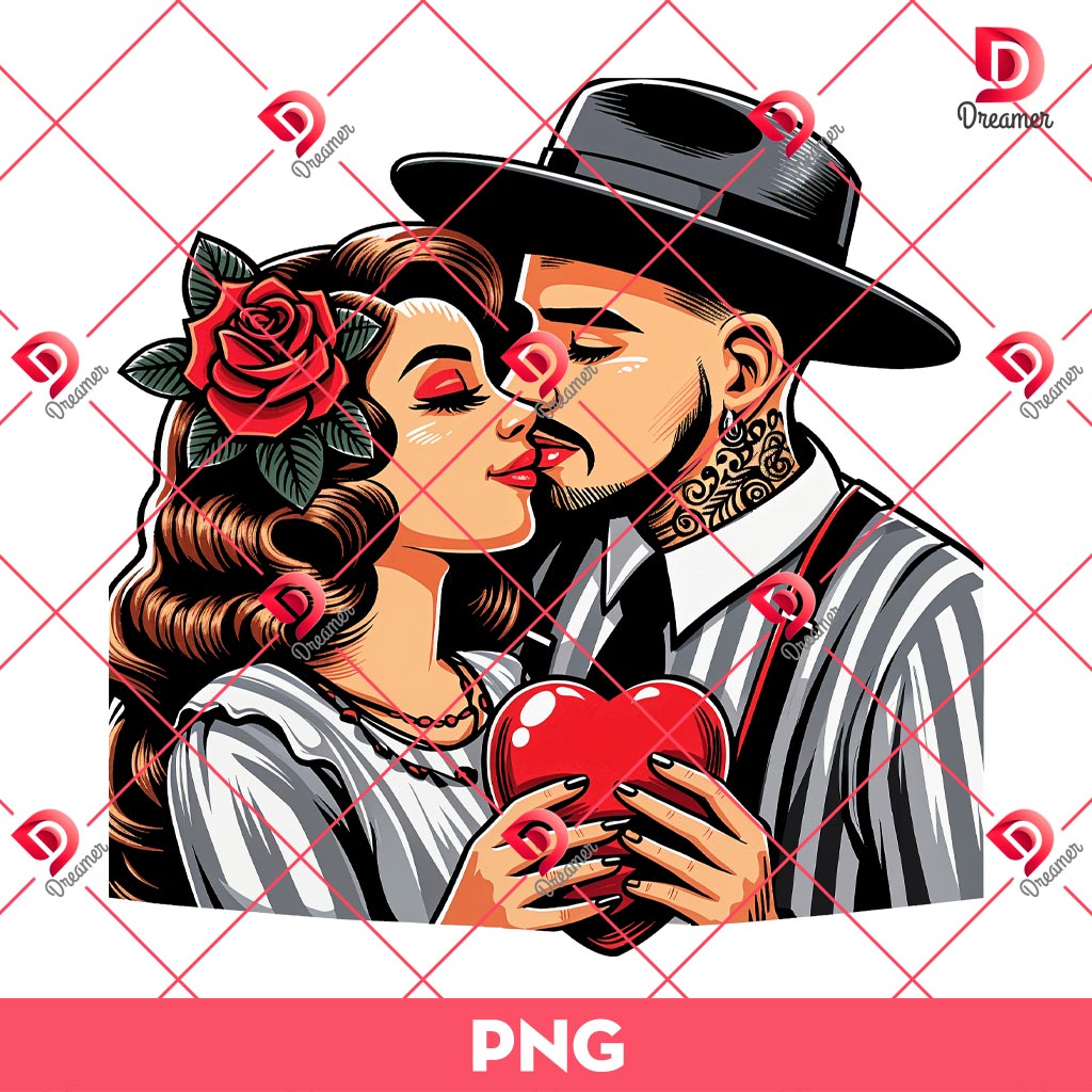 Couple Chicano Valentines PNG