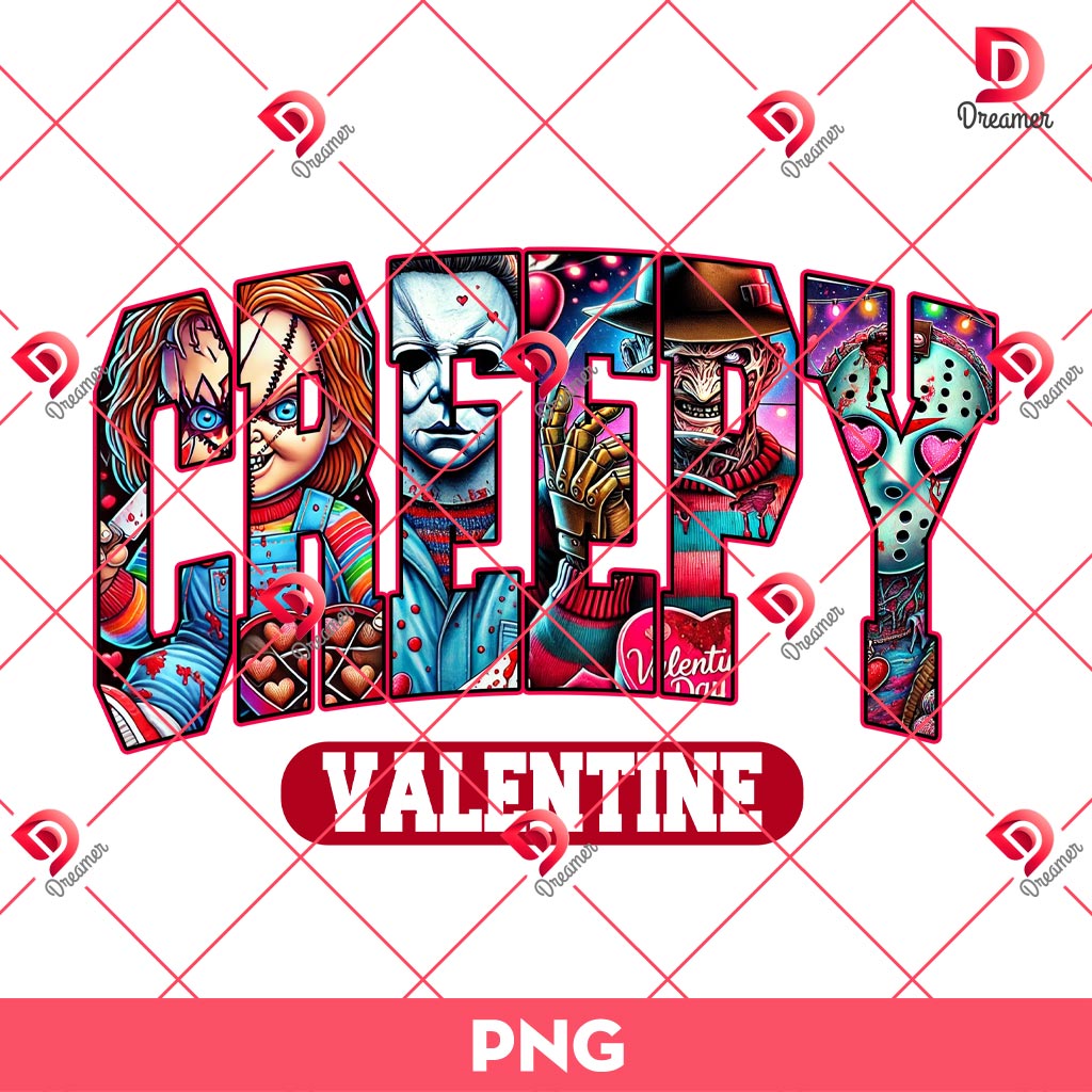 Creepy Valentine PNG, Horror Killers Valentines Day PNG, Scary Movie Love PNG