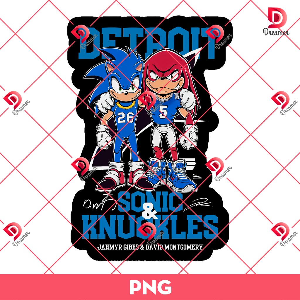 Gibbs Montgomery Sonic And Knuckles PNG, Sonic Knuckles Detroit Lions PNG, Sonic NFL Football Lions PNG
