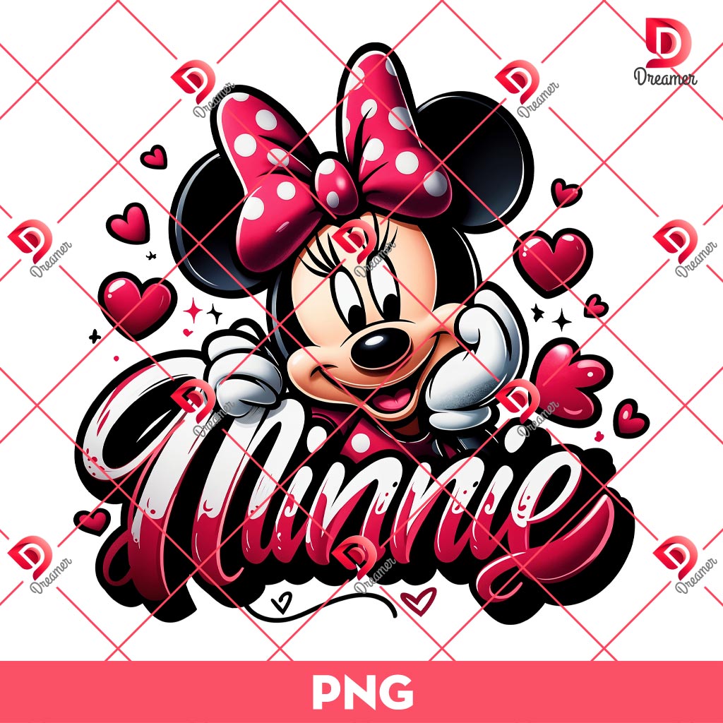Disney Minnie Mouse Heart PNG, Minnie Valentines Day PNG, Disney Minnie Love PNG