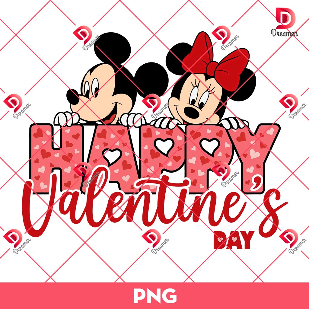 Disney Mouse Happy Valentines Day 2025 PNG, Mickey Minnie Valentine PNG