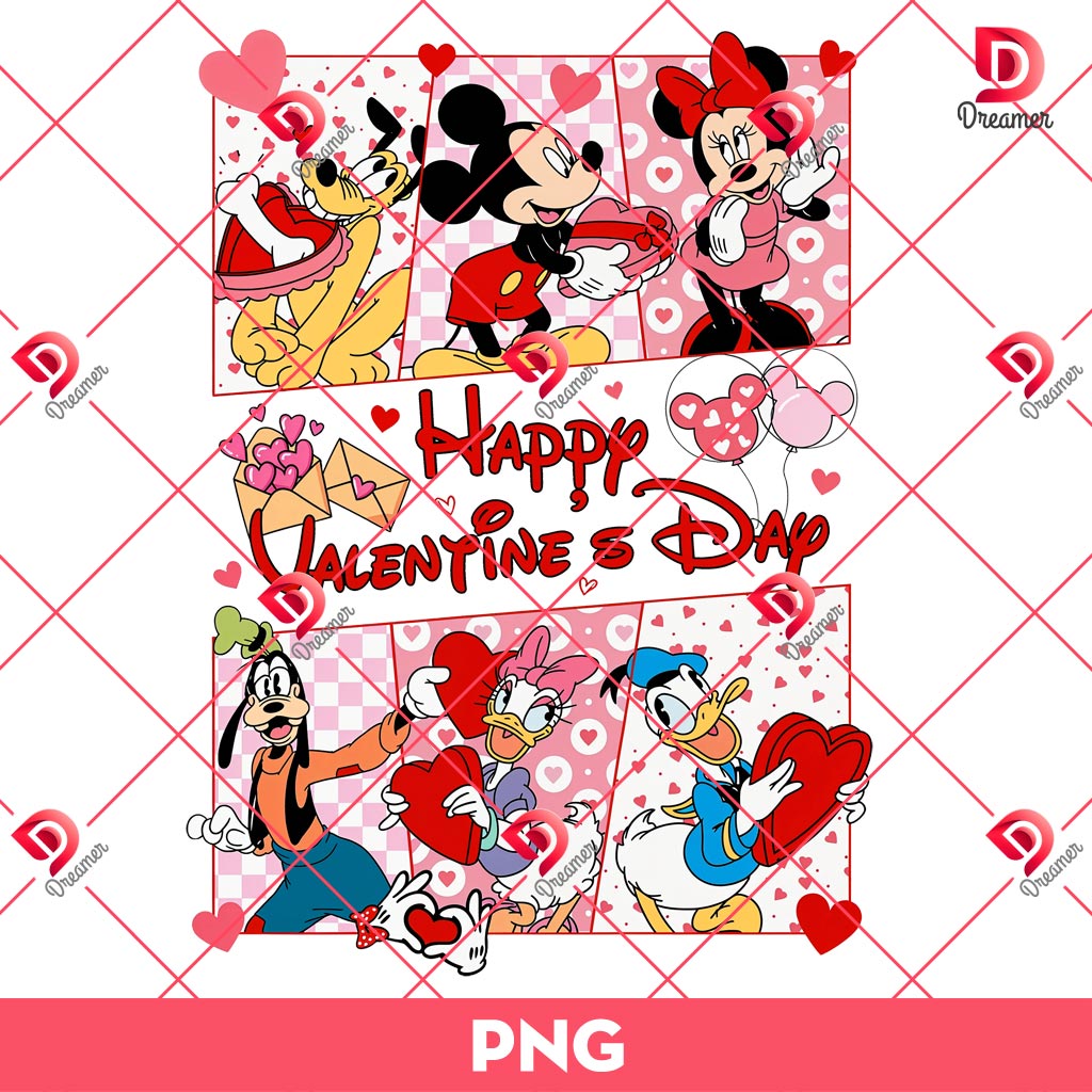Happy Valentines Day Disney Friends 2025 PNG, Disney Mickey Mouse And Friends Valentine 2025 PNG