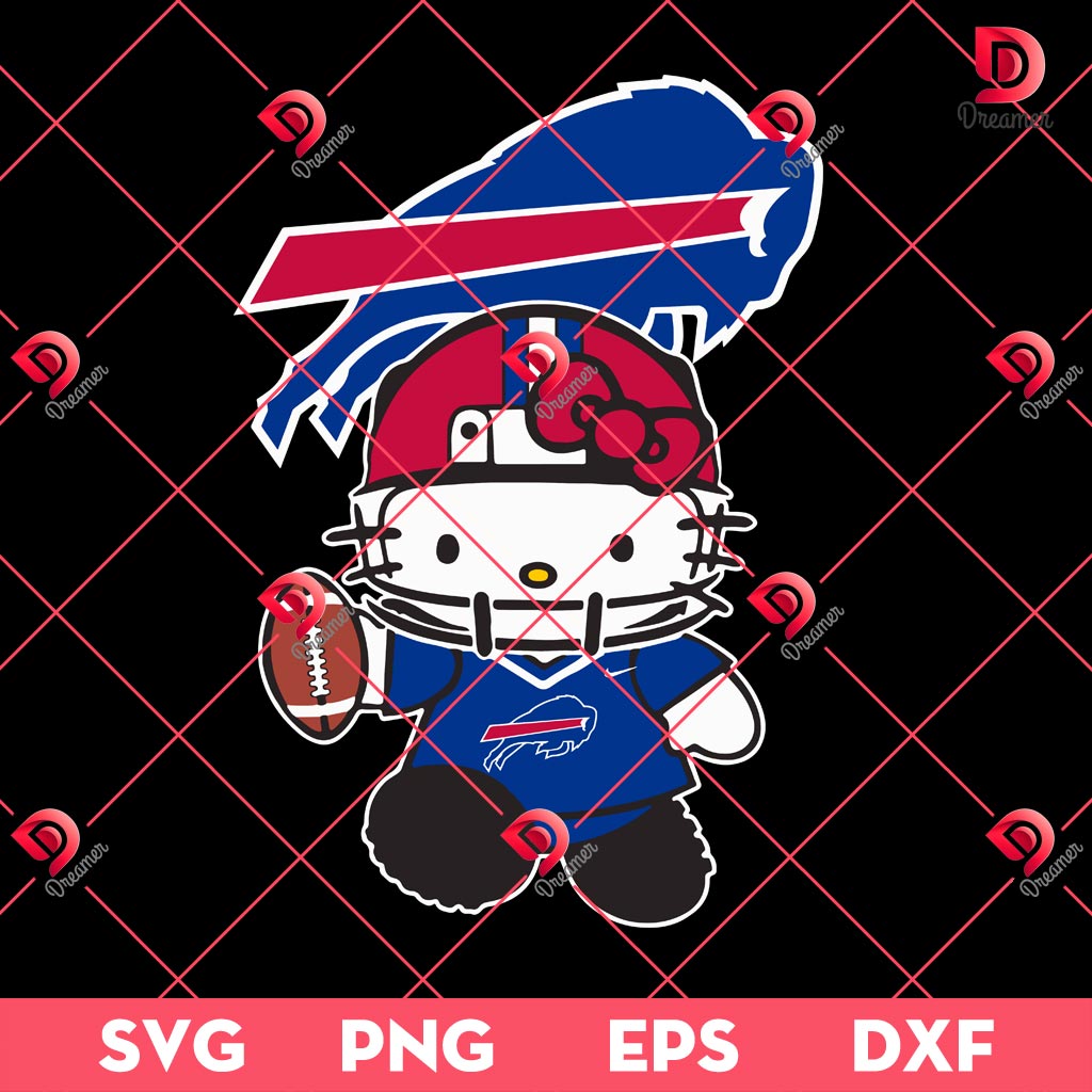 Hello Kitty Buffalo Bills Player SVG PNG EPS DXF, Kitty Football NFL SVG PNG