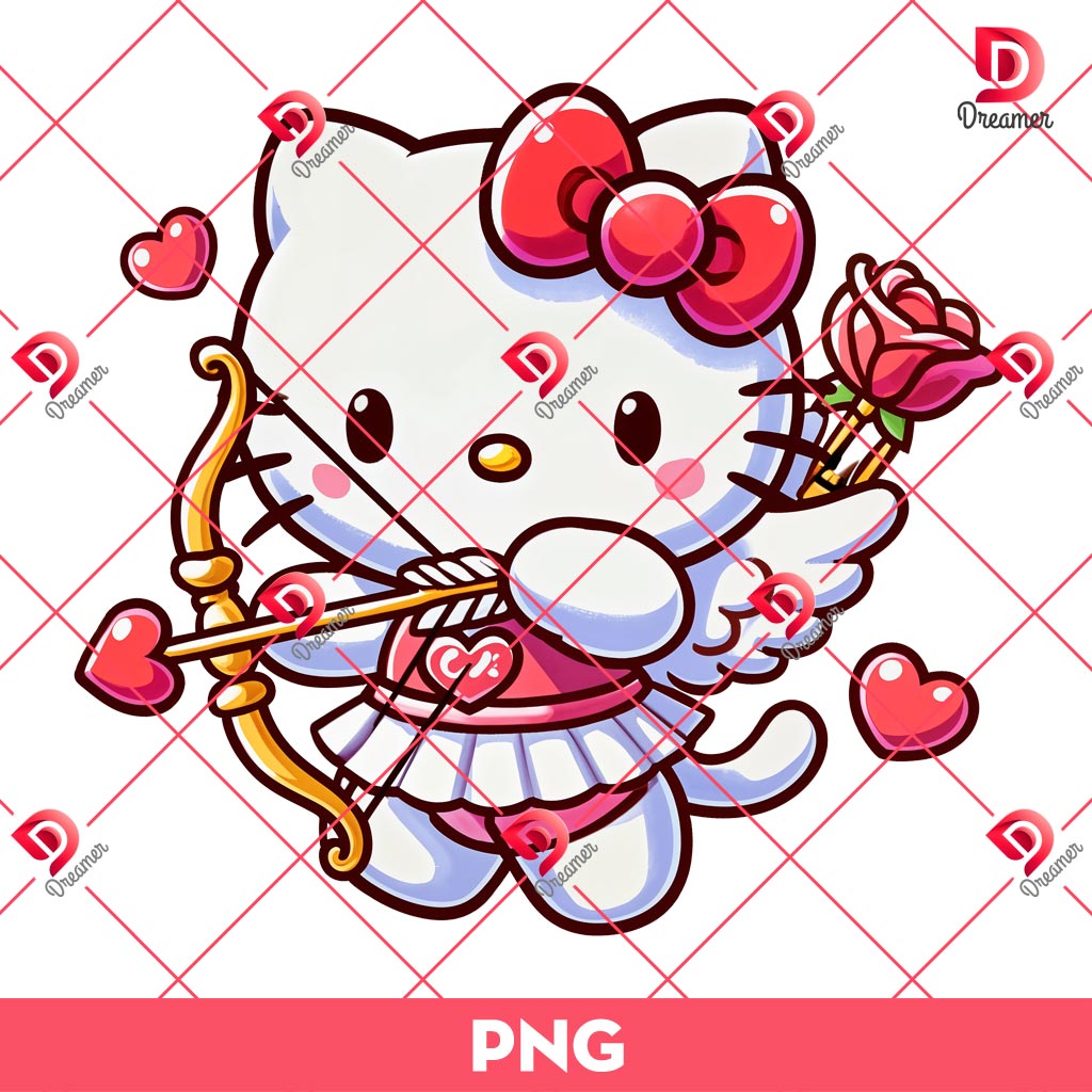 Hello Kitty Cupid PNG, Kitty Love Angel PNG, Hello Kitty Valentine's Day PNG
