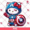 Hello Kitty Wearing Captain America Costume PNG, Hello Kitty Dressed Superhero Outfits PNG