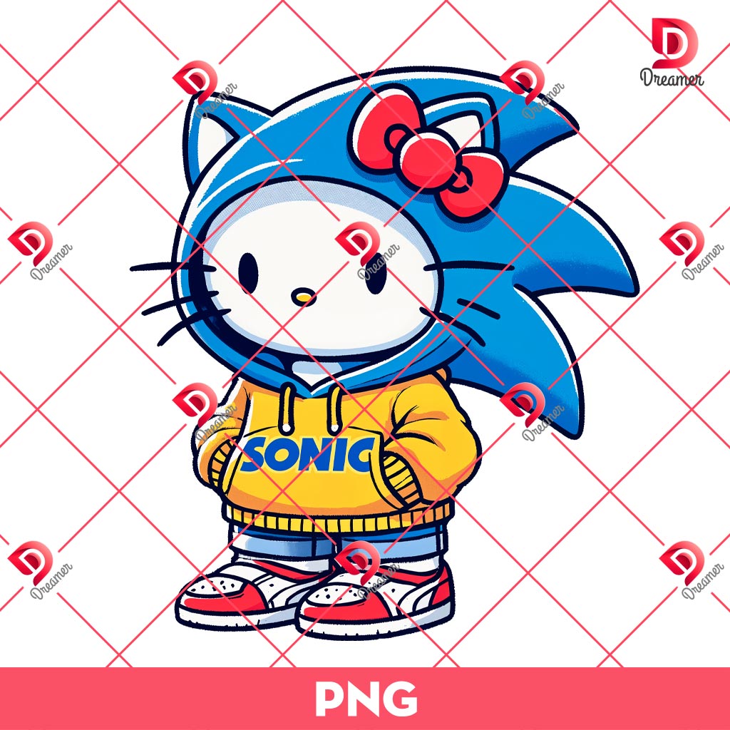 Hello Kitty Wearing Sonic Costume PNG, Hello Kitty Dressed As Sonic PNG