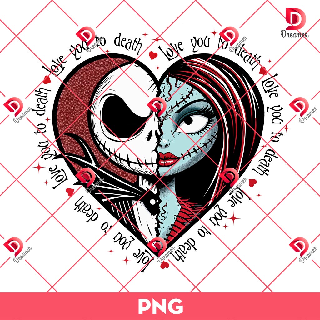 Horror Couple Nightmare Valentines PNG, Jack Skellington Valentines PNG, Horror Movie Valentine PNG