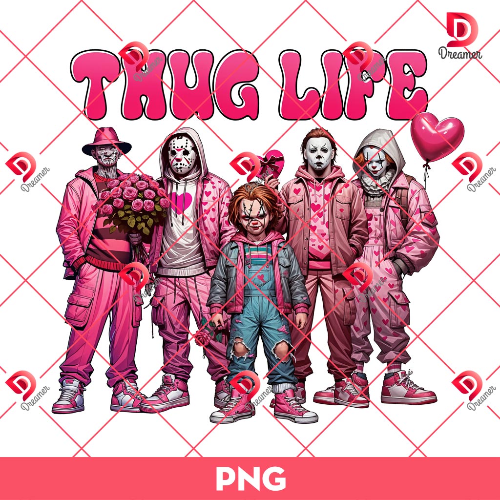 Horror Thug Life Valentine PNG, Happy Valentines Horror Killers PNG