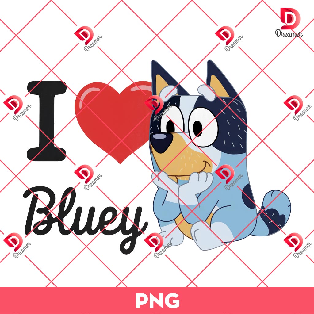 I Love Bluey PNG, Bluey Dog Valentines Day PNG, Bluey Love PNG