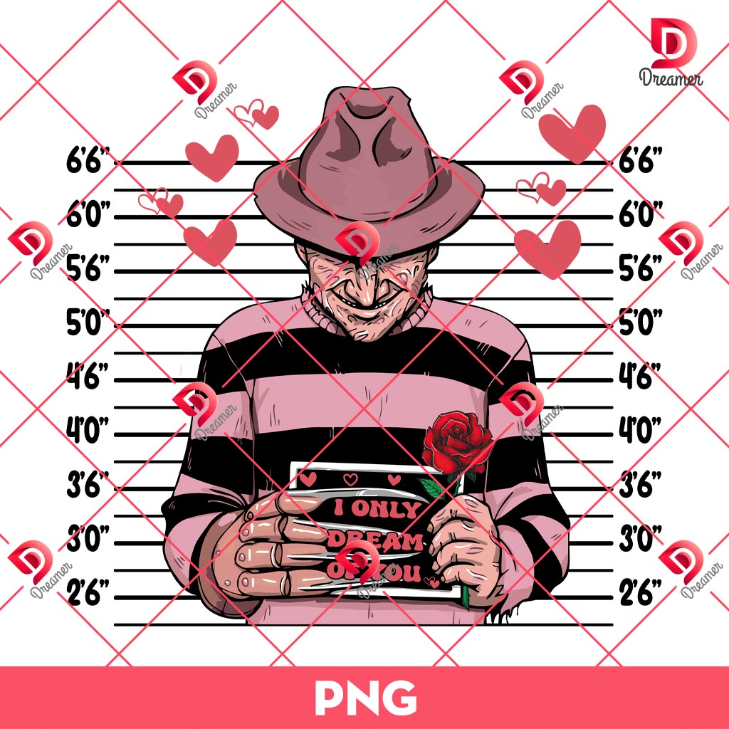 I Only Dream Of You Freddy Krueger PNG, Horror Killers Valentines Day PNG