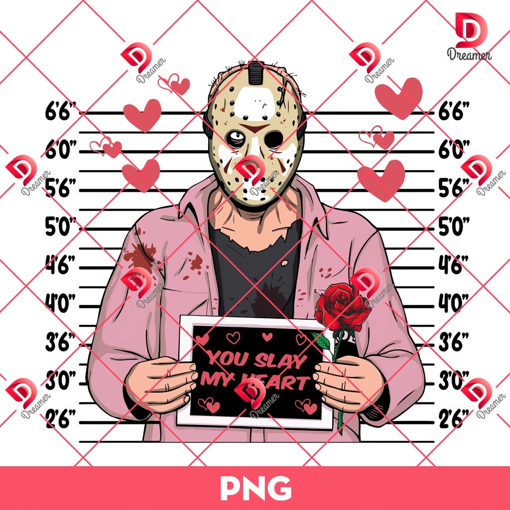 Jason Voorhees You Slay My Heart PNG, Horror Killers Valentines Day PNG