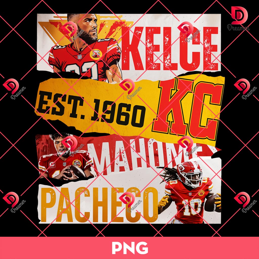 KC Football EST 1960 Chiefs PNG, Let's Go Chiefs PNG, Kelce Mahomes Kansas City PNG