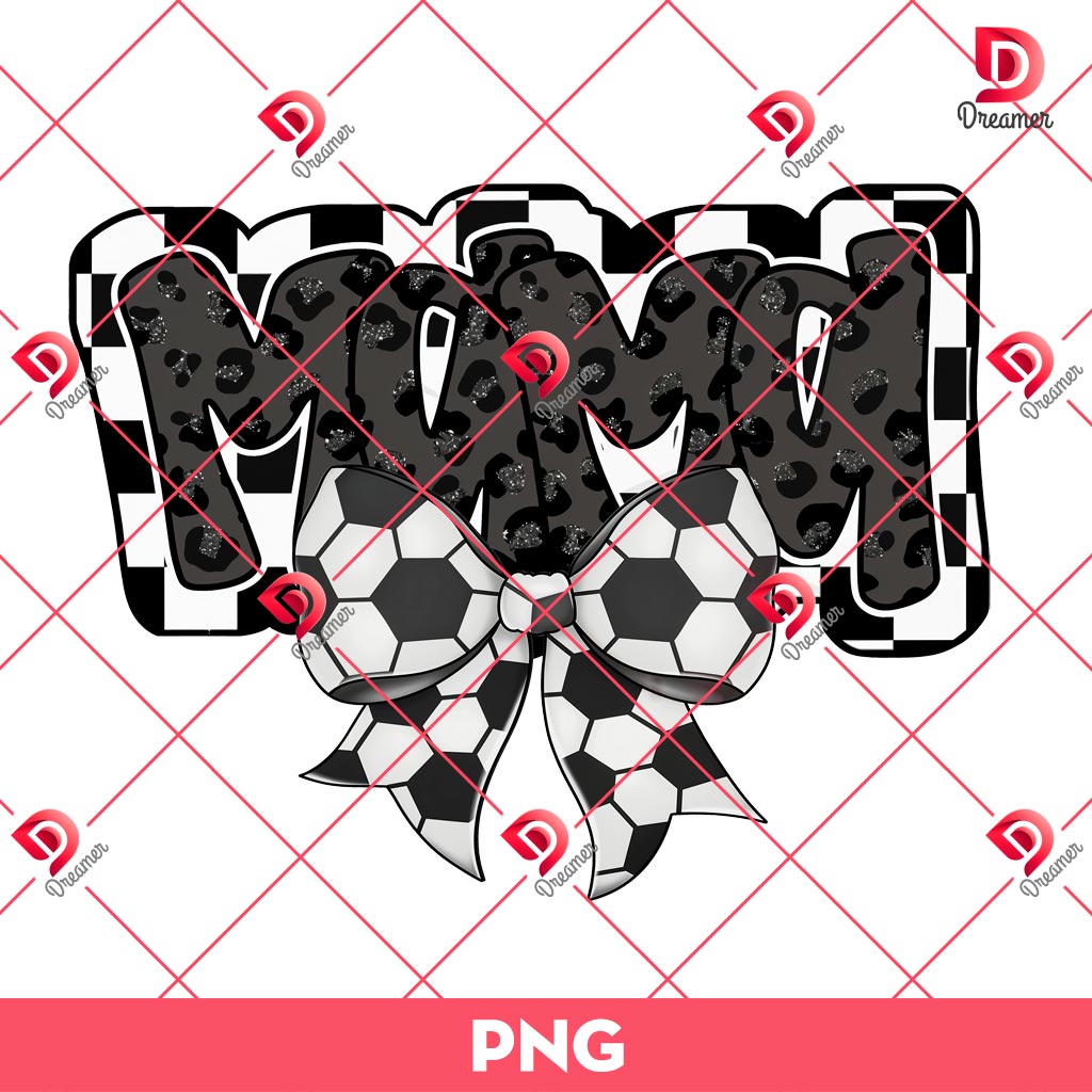 Mama Soccer Coquette Bow PNG, Mama Checkered Soccer Coquette PNG