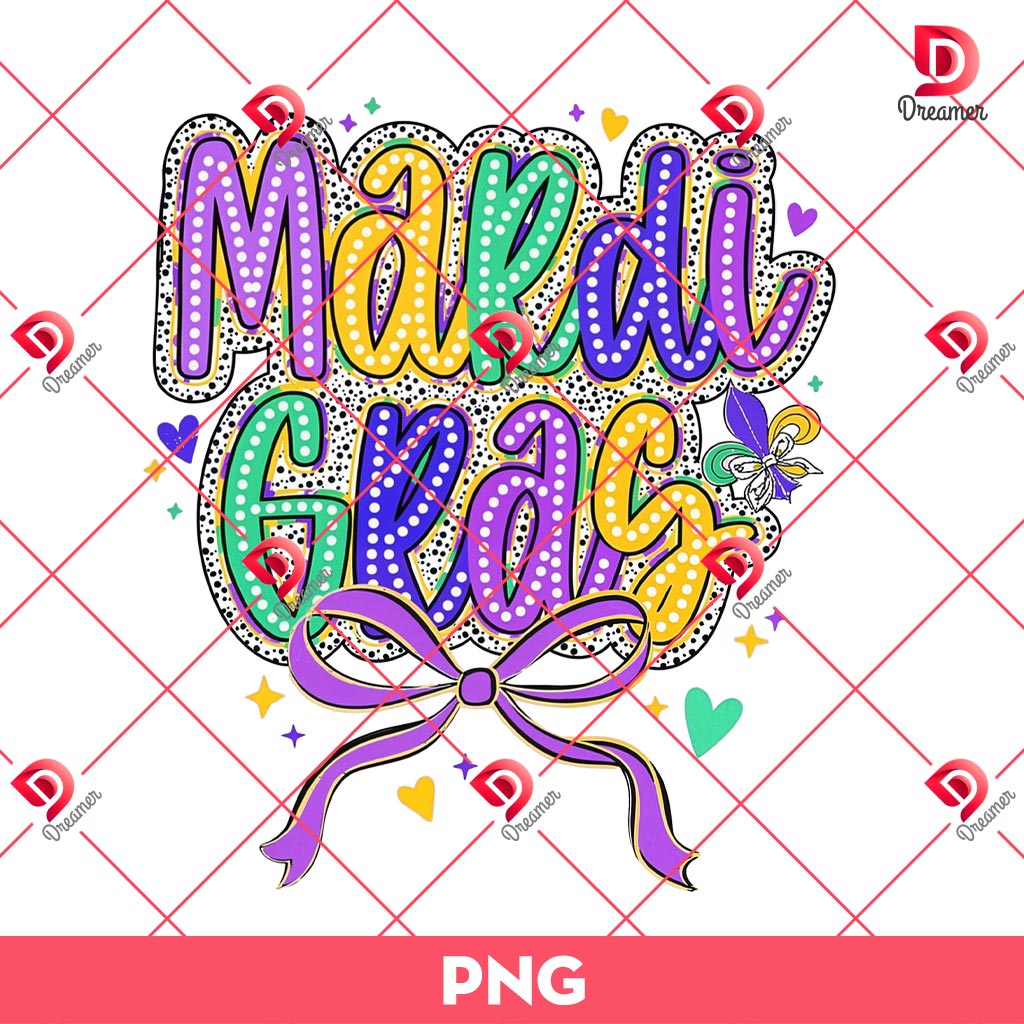 Mardi Gras Coquette Bow PNG, Happy Mardi Gras PNG