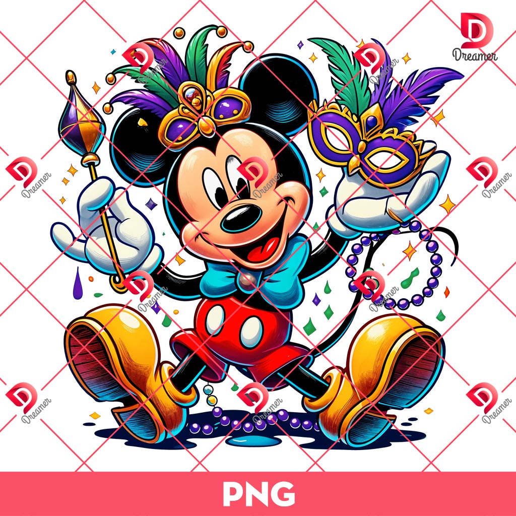 Mickey Mouse Mardi Gras PNG, Disney Friends Mardi Gras PNG