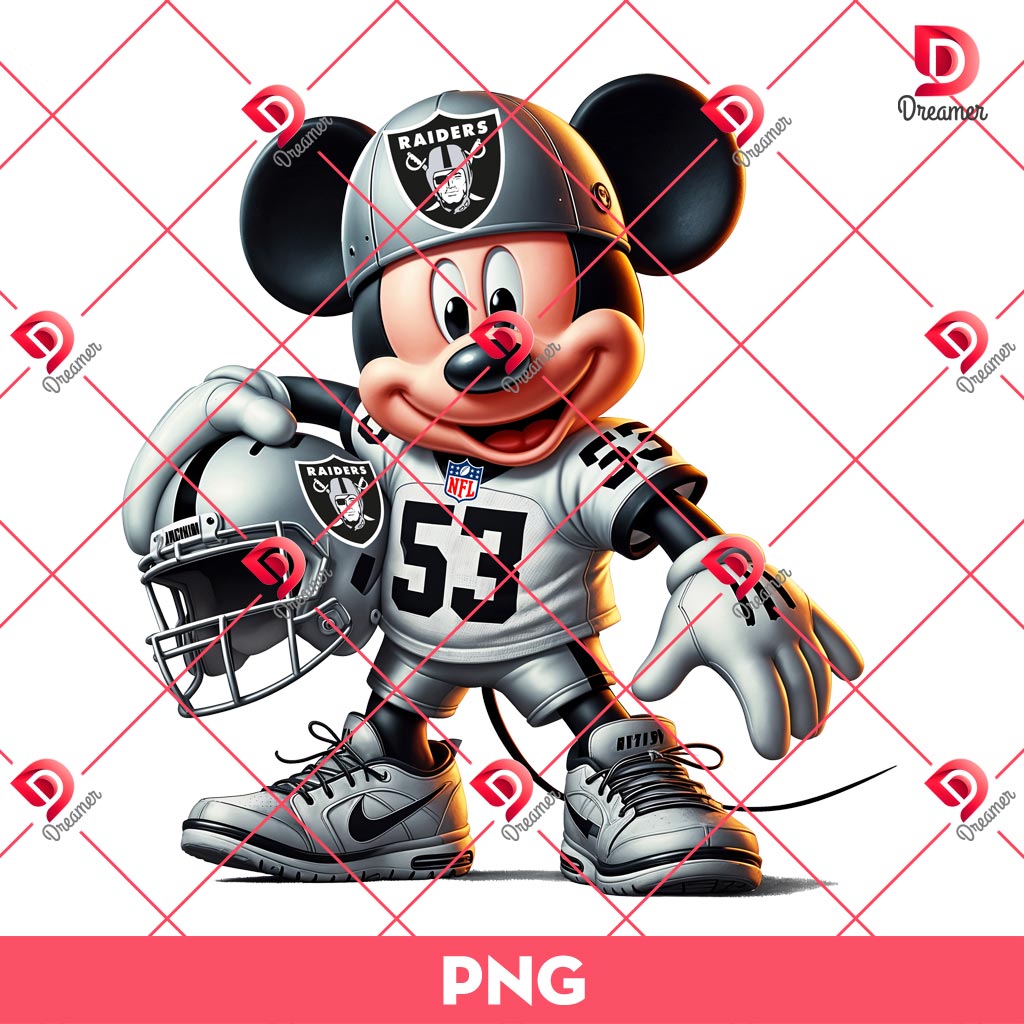 Mickey Mouse Raiders Player PNG, Disney Mickey Football PNG, Mickey NFL Las Vegas Raider PNG