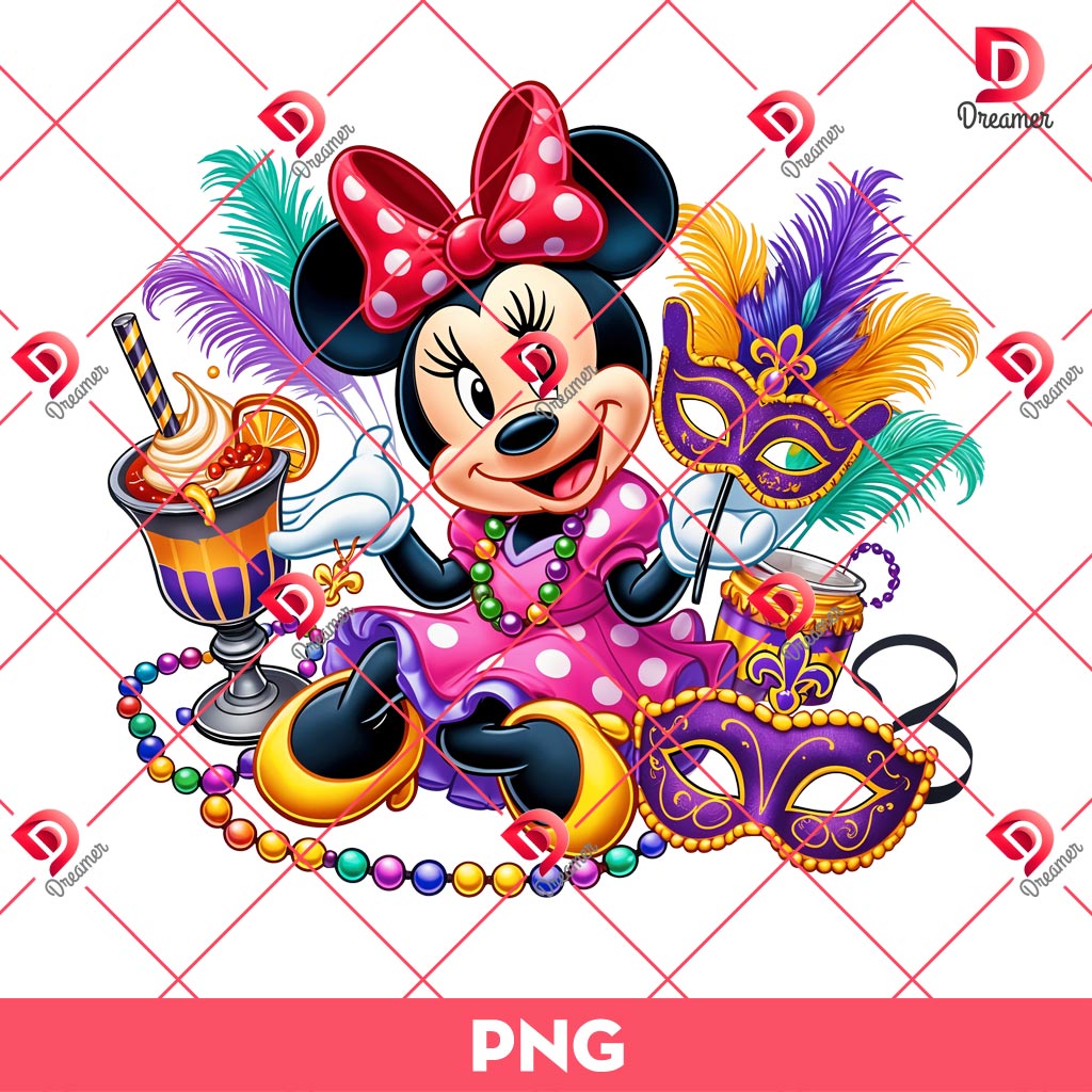 Minnie Mouse Mardi Gras PNG, Disney Friends Mardi Gras PNG