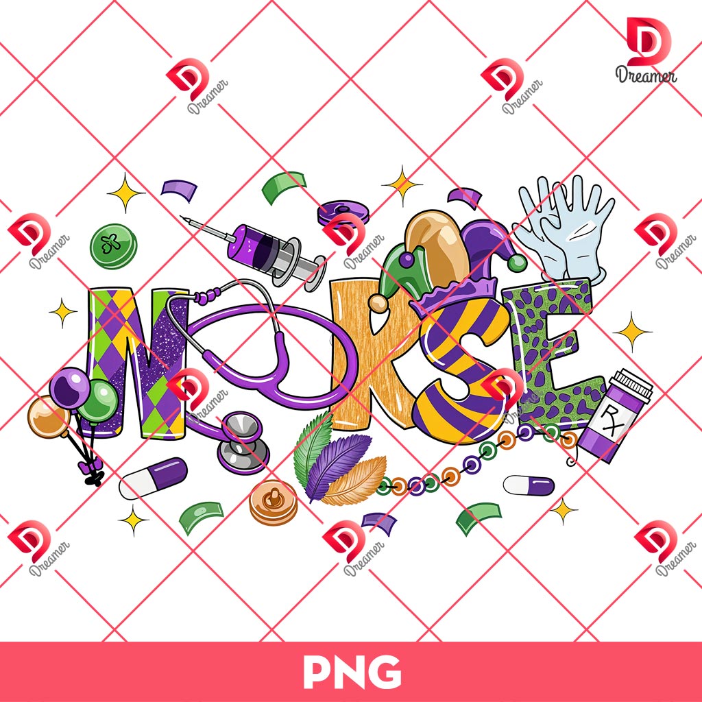 Nurse Mardi Gras PNG, Nurse Designs PNG