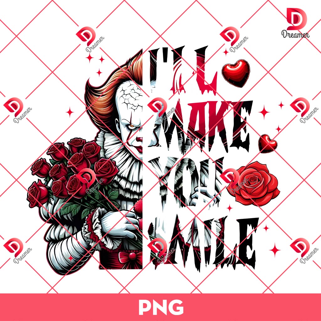 Pennywise I Will Make You Smile PNG, Horror Pennywise Valentine PNG