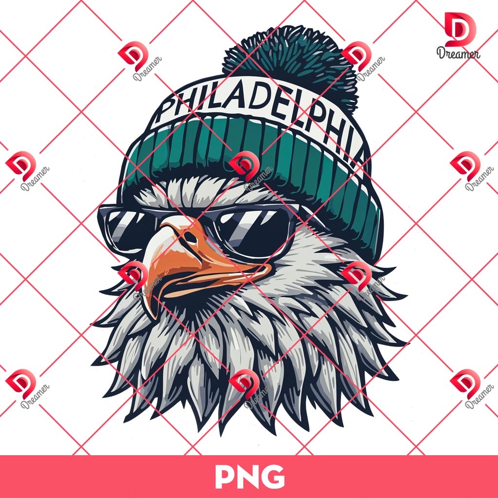 Philadelphia Football Eagle Head Winter Hat PNG, NFL Philadelphia Eagles Fan PNG