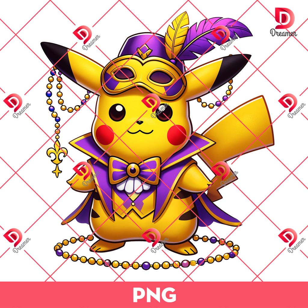 Pikachu Mardi Gras PNG, Mardi Gras Pokemon Pikachu PNG
