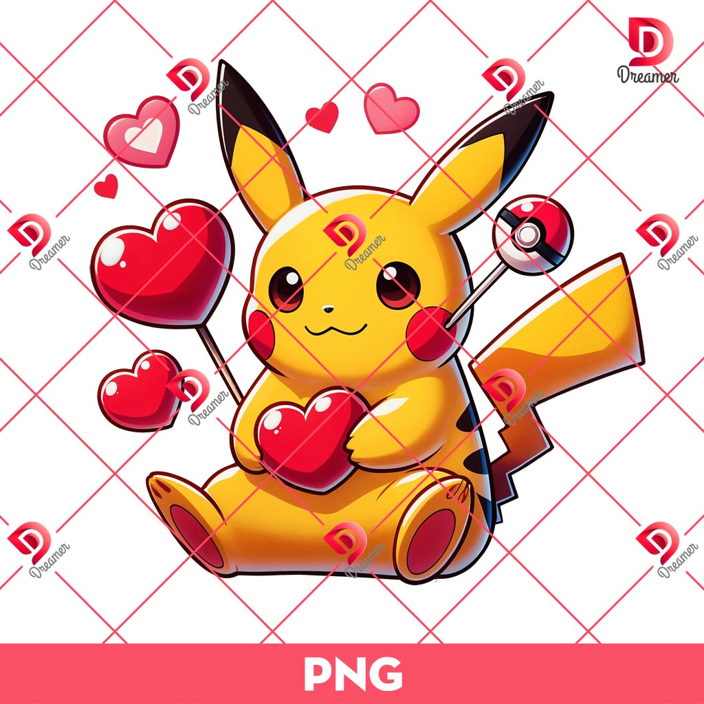Pokemon Pikachu Valentines PNG, Happy Valentines Day Pikachu PNG