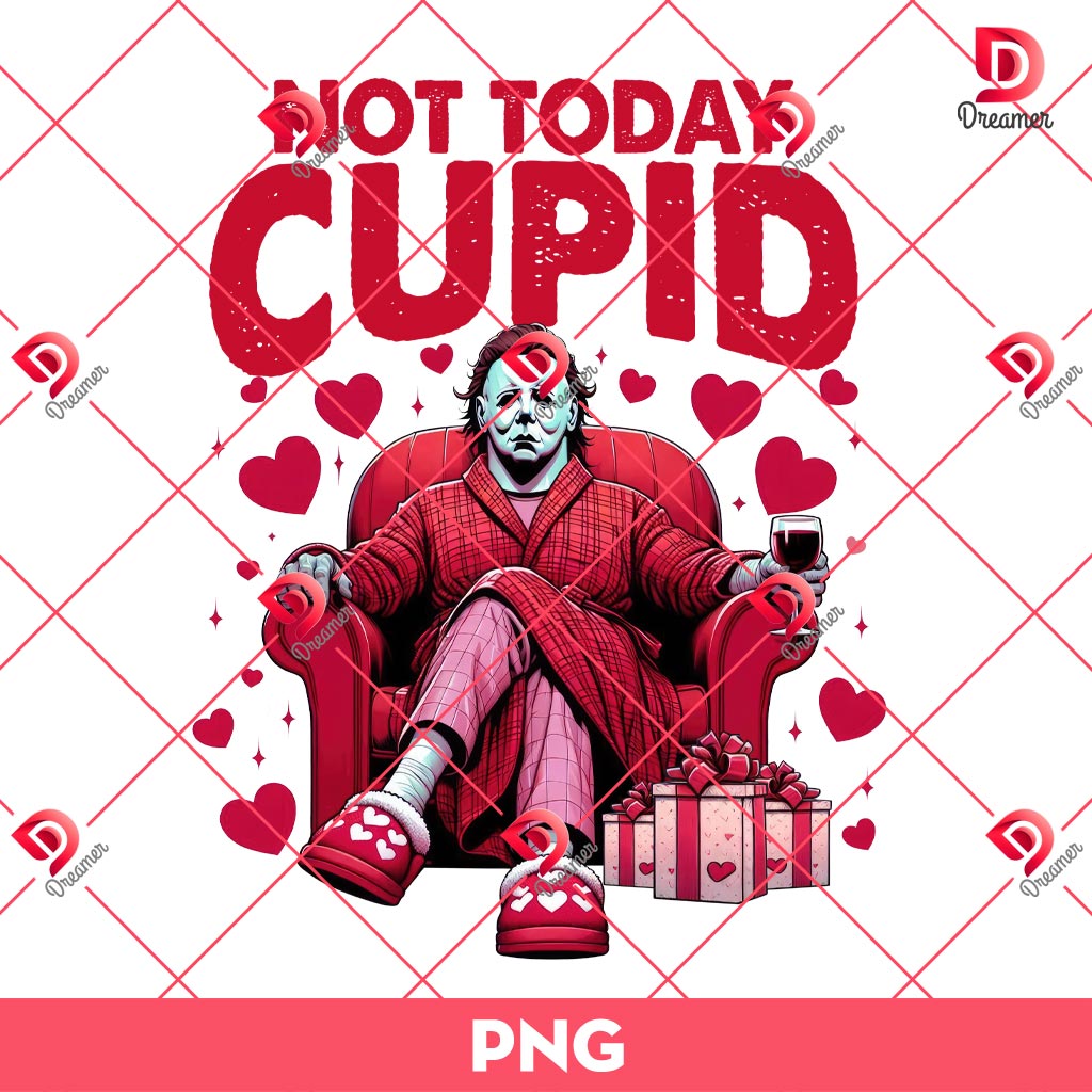 Retro Not Today Cupid Michael Myers PNG, Horror Friends Valentine PNG, Horror Killers Valentines Day PNG