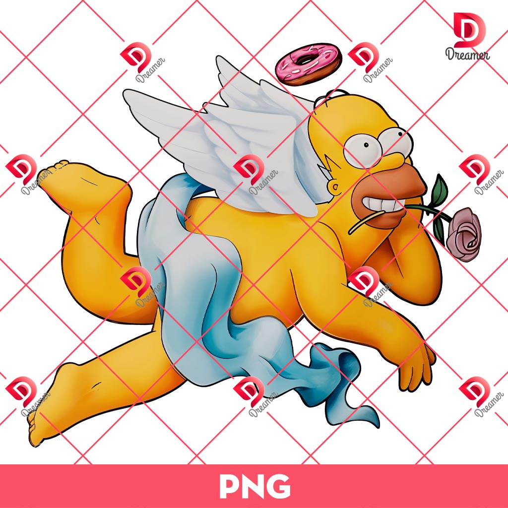 Simpsons Angel Donut With Rose Png