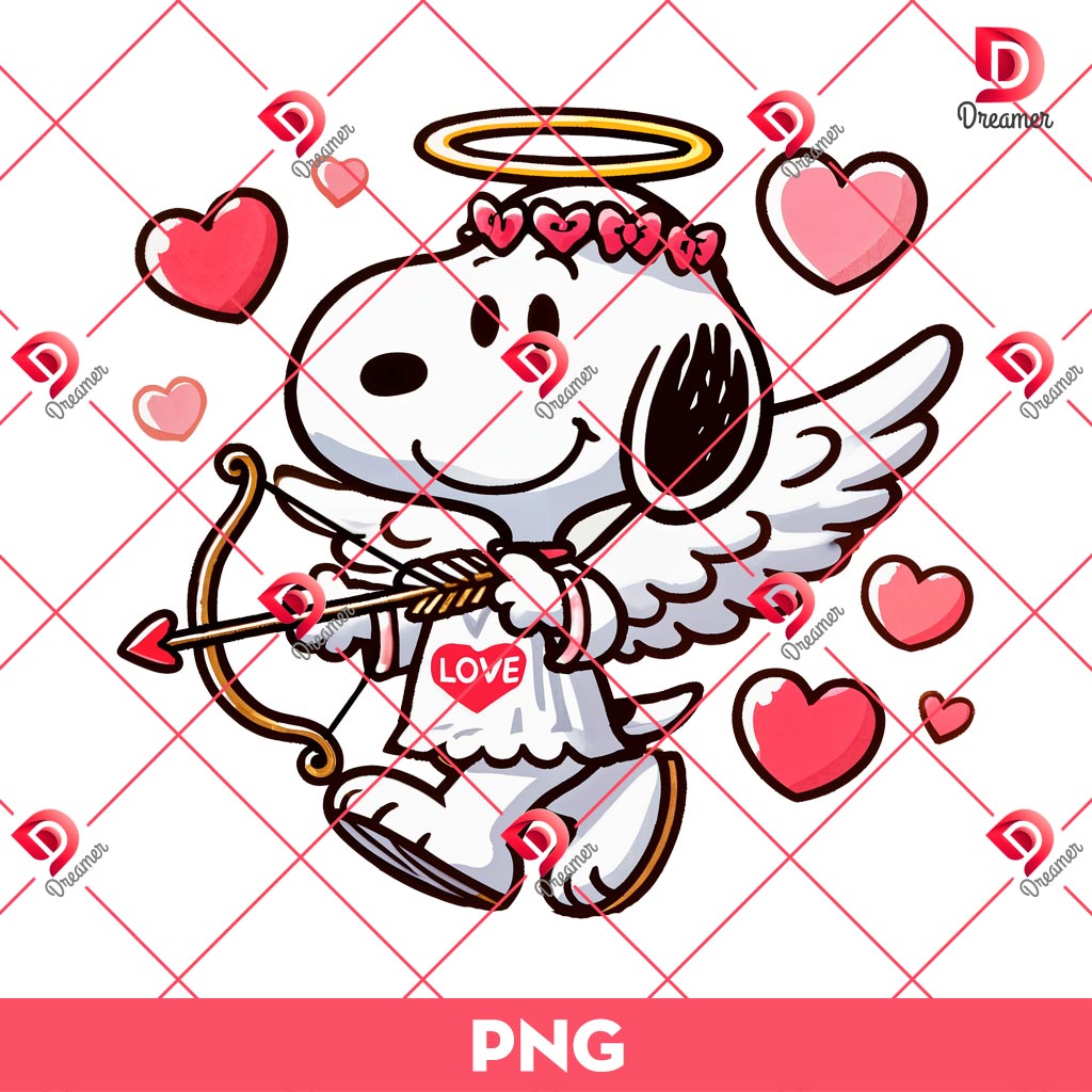Snoopy Cupid Angel PNG, Peanuts Snoopy Valentine's Day PNG