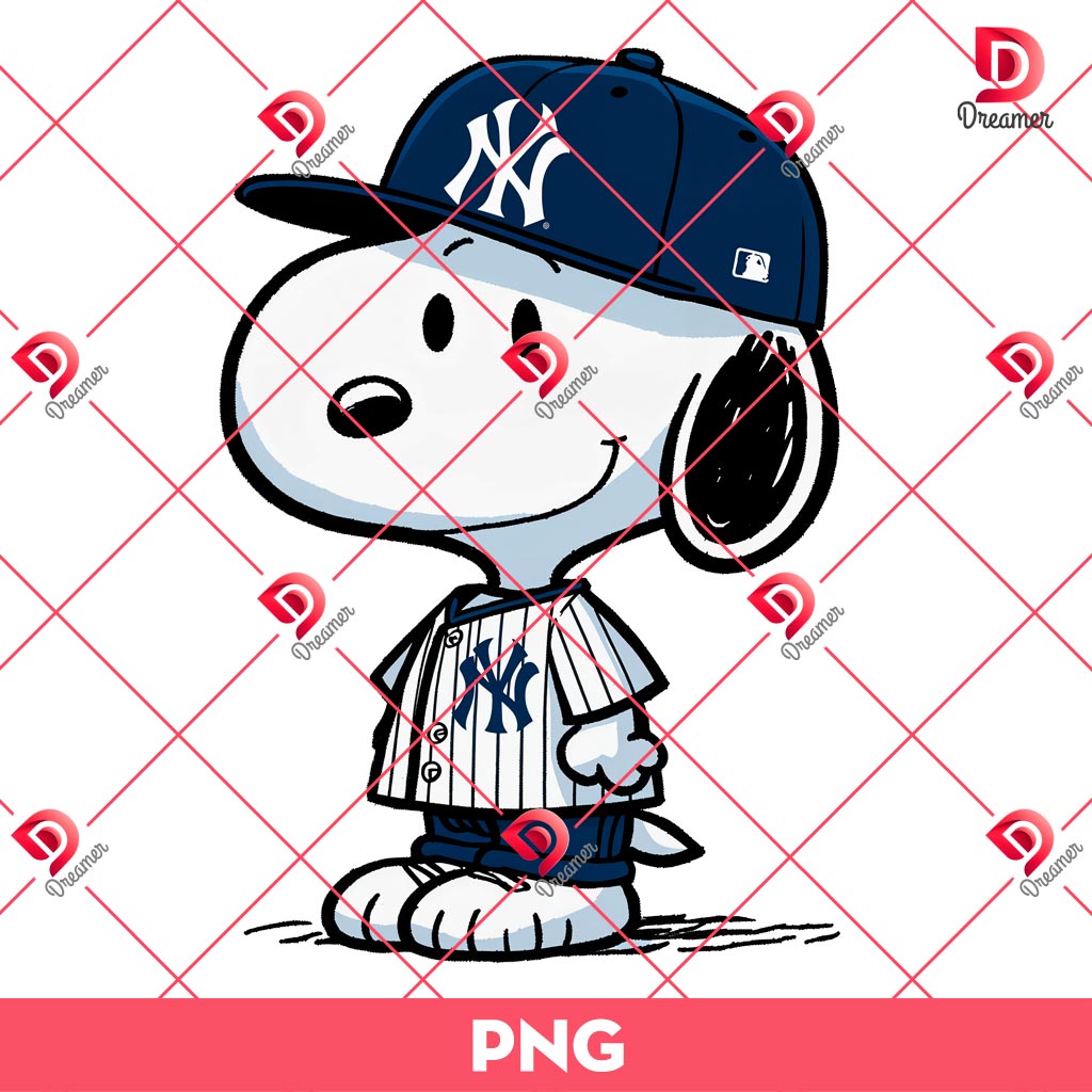Snoopy New York Yankees Baseball PNG, Peanuts Cartoon MLB Yankees PNG