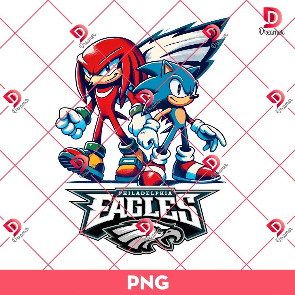 Sonic And Knuckles Philadelphia Eagles PNG, Sonic Knuckles NFL Football PNG