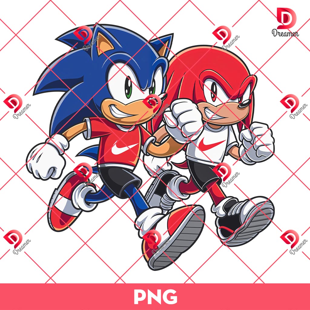 Sonic And Knuckles wearing Nike Sport Uniform PNG, Sonic Knuckles Nike PNG