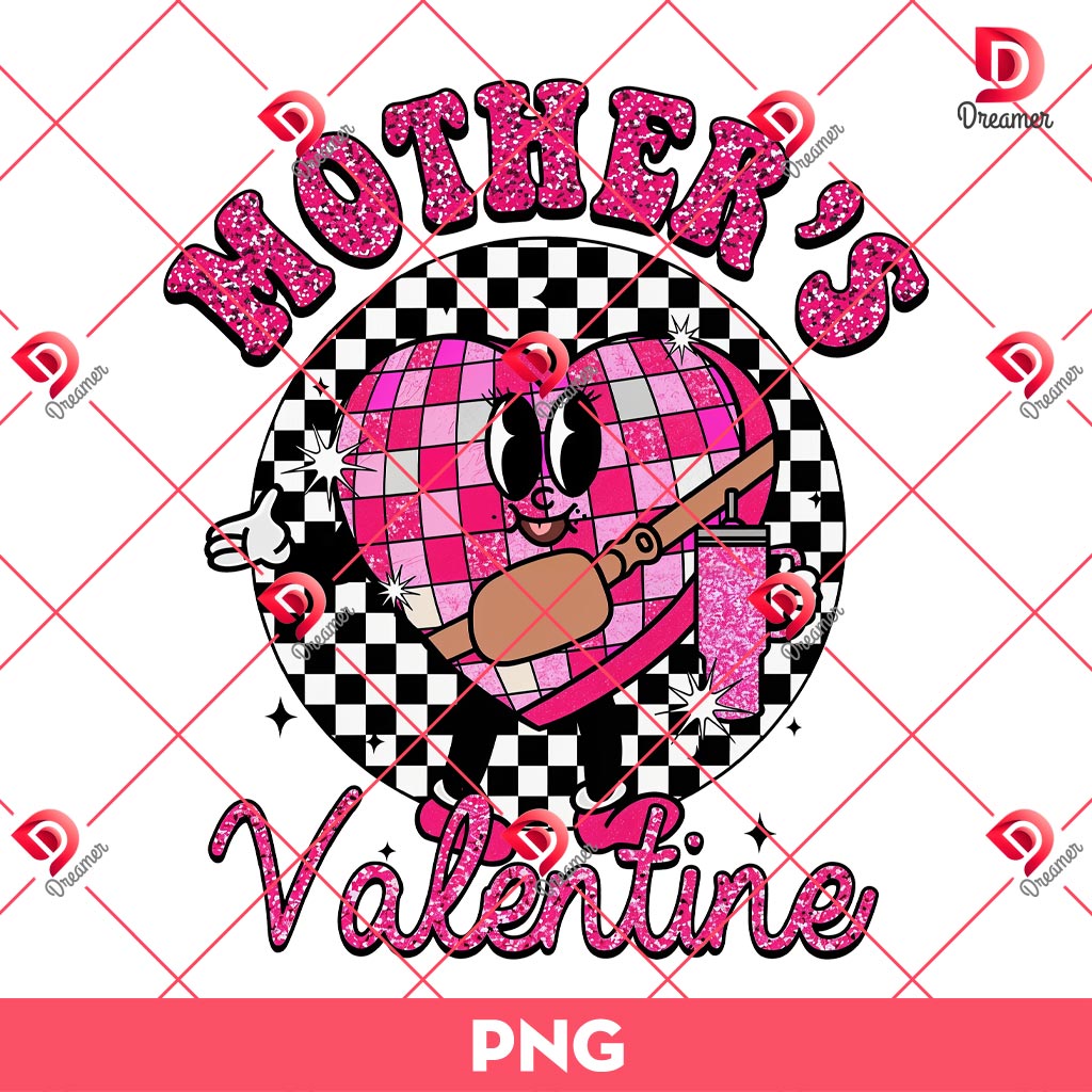 Sparkling Mothers Day Heart Checkered Candy PNG