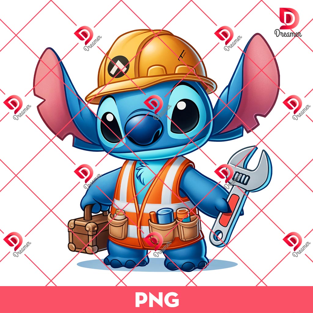Stitch As A Construction Worker PNG, Stitch's Occupations PNG