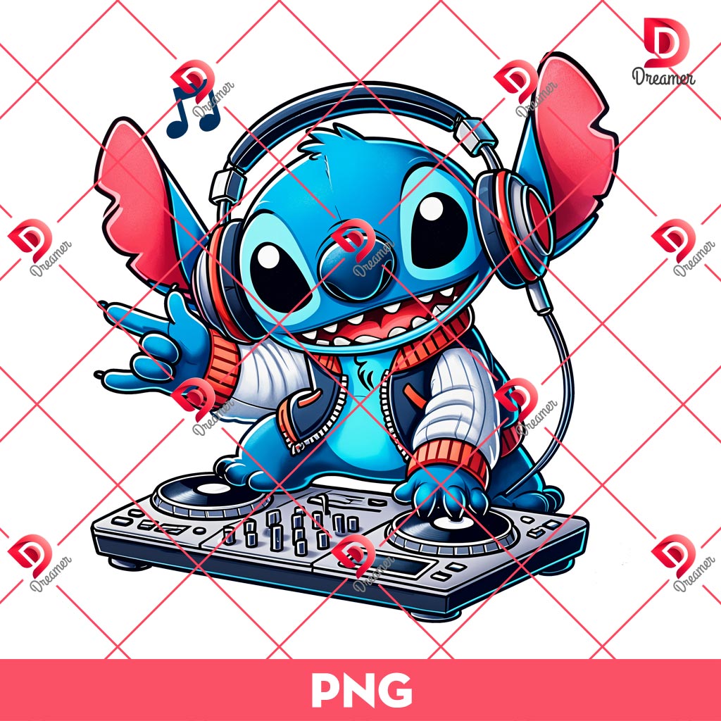 Stitch As A DJ PNG, Stitch Working In Music Production PNG