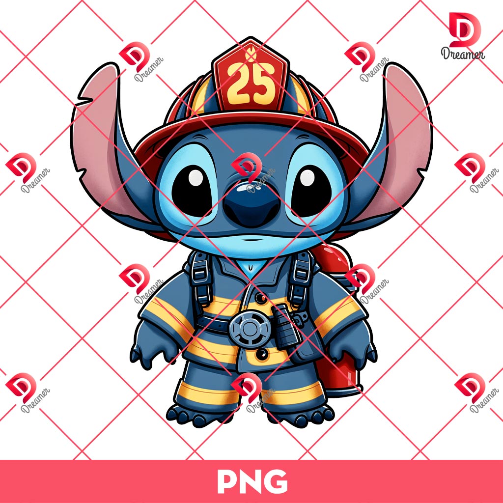 Stitch As A Firefighter PNG, Stitch's Professions PNG
