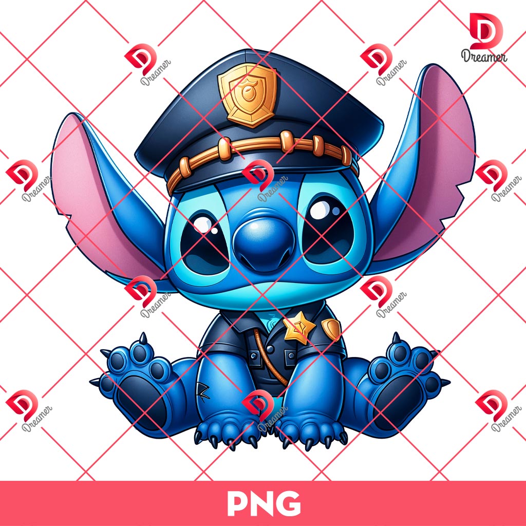 Stitch As A Police Officer PNG, Stitch's Professions PNG